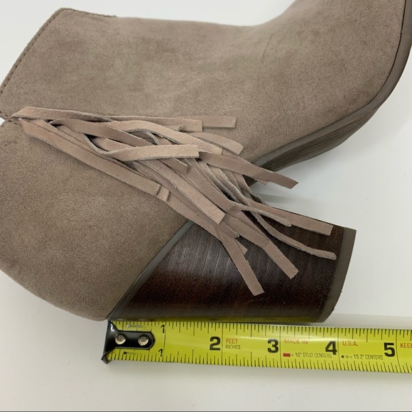 Carlos Santana Tempe Leather Western Stacked Heel Ankle Boots Fringe Detail - Picture 15 of 16